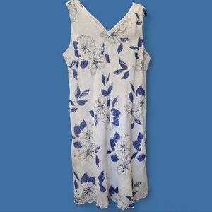 CHARLIE B White and Blue Floral Midi Dress